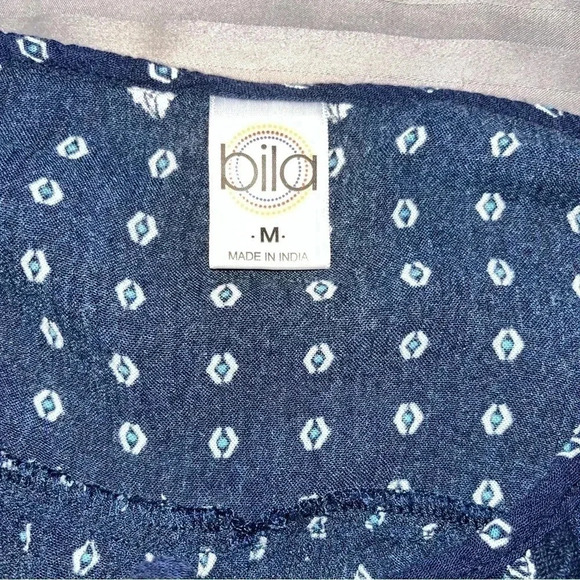 Bila Women's Blue  Size M Boho Peasant Tunic Blouse Summer days - Picture 3 of 3